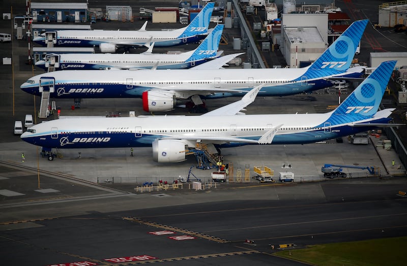 Boeing 777X and 737 MAX 10 planes are seen parked at King County International Airport-Boeing Field in Seattle, Washington. Reuters