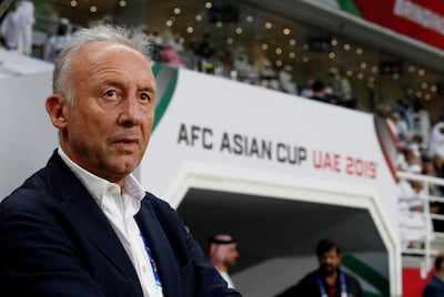 epa07329590 Alberto Zaccheroni head coach of UAE staands during the 2019 AFC Asian Cup semifinal round match between Qatar and UAE in Abu Dhabi, United Arab Emirates, 29 January 2019.  EPA/ALI HAIDER