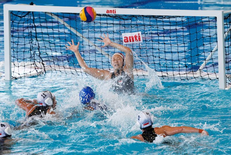 Singapore take on Thailand in the women's water polo at the 2019 Southeast Asian Games in Tarlac Province in the Philippines on Tuesday, November 26. EPA