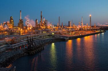 An oil refinery at sunset. Fund managers have become bullish on crude this year. Reuters