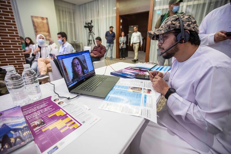 Pupils and families at the Canadian Education Fair in Dubai.  Ruel Pableo for The National