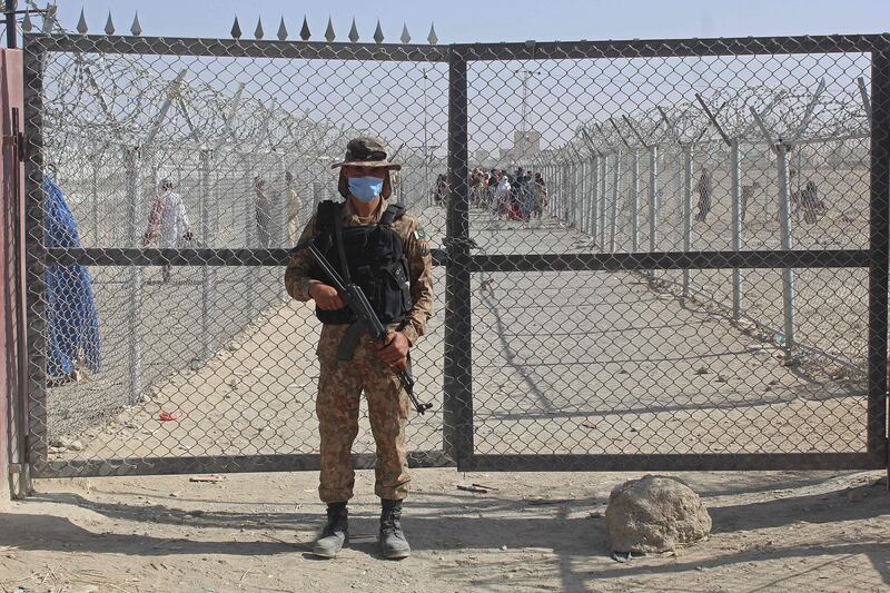 A Pakistani soldier stands guard at the Pakistan-Afghanistan border crossing point in Chaman. AFP