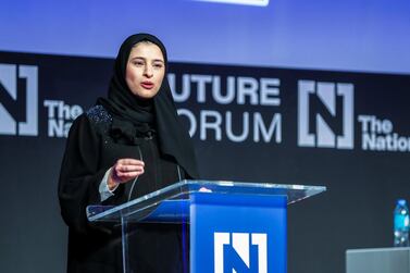 Abu Dhabi, UAE. May 8, 2018. The National Future Forum. H.E. Sarah Al Amiri, UAE Minister of State for Advanced Sciences. Victor Besa / The National