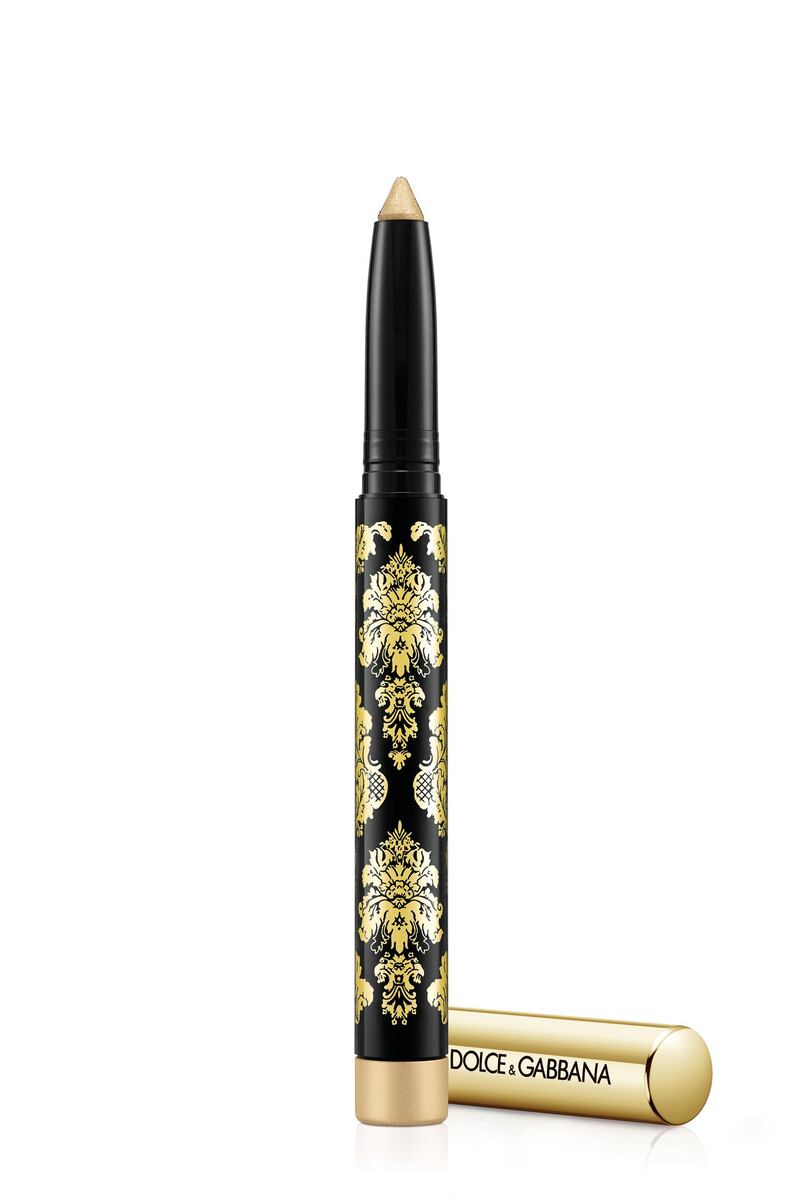 Intenseyes creamy eyeshadow stick in gold, Dh152, Dolce & Gabbana beauty. Courtesy Dolce & Gabbana.