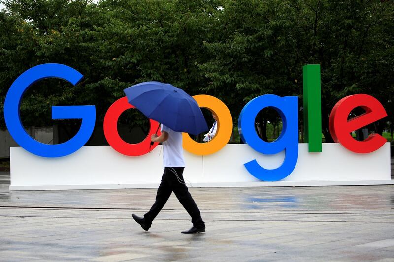 A Google sign is seen during the WAIC (World Artificial Intelligence Conference) in Shanghai, China, September 17, 2018. REUTERS/Aly Song