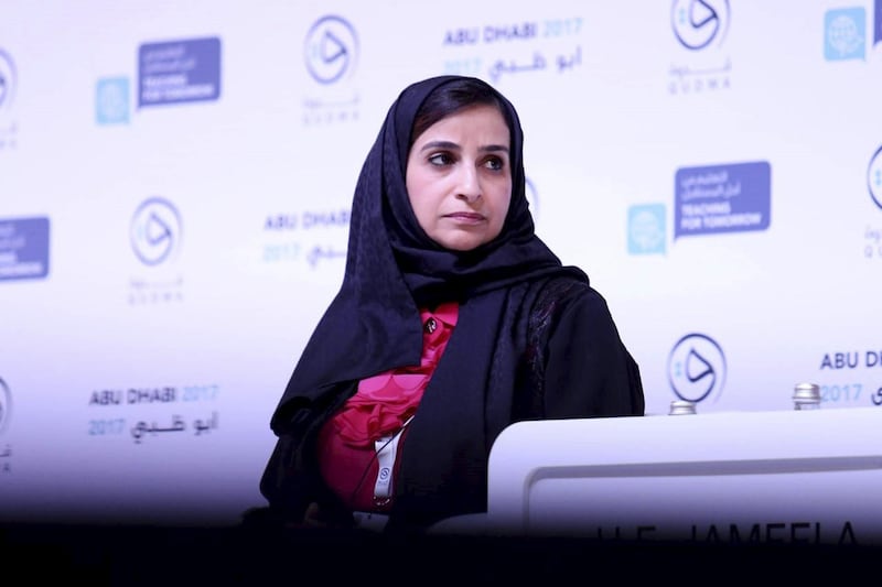 Minister of State for Public Education Jameela Al Muhairi at Qudwa 2017: Plenary Session Explores Role of Teachers in Delivering on UN Sustainable Development Goal. Courtesy Qudwa