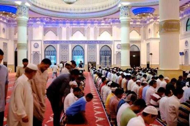 Worshippers at the Al Farooq Omar Ibn Al Khattab mosque.