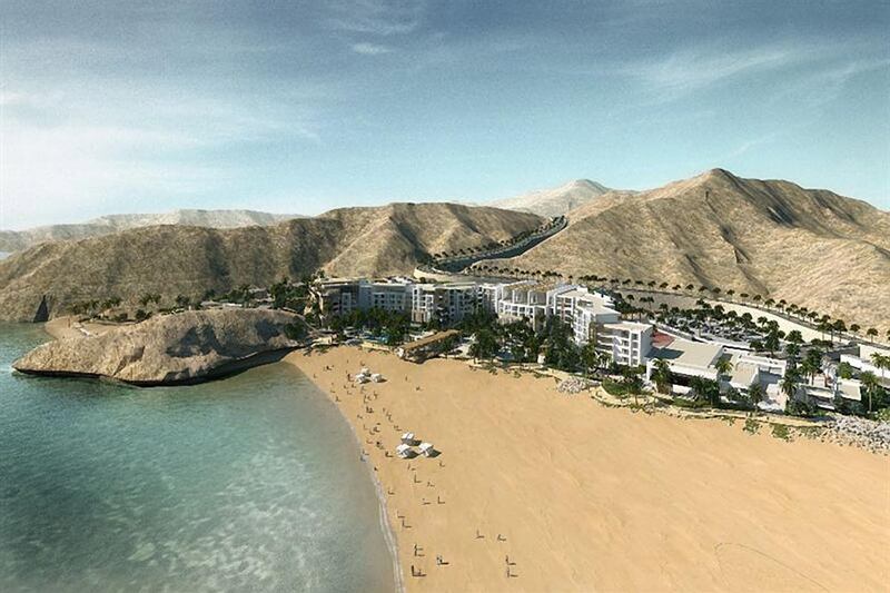 The resort is currently being developed and is expected to open in 2017. When complete the resort will consist of two hotel components, one consisting of 206 rooms and the other of 106 rooms, located in the picturesque cove of Bandar Jissah, near Qantab, nestled between the Hajjar Mountains and the Gulf of Oman. Illustration courtesy Jumeirah Group,



