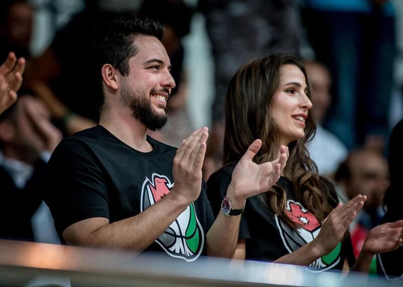 Crown Prince Hussein and Princess Rajwa showed their support at the game on Monday. @theroyalfamilyjo / Instagram