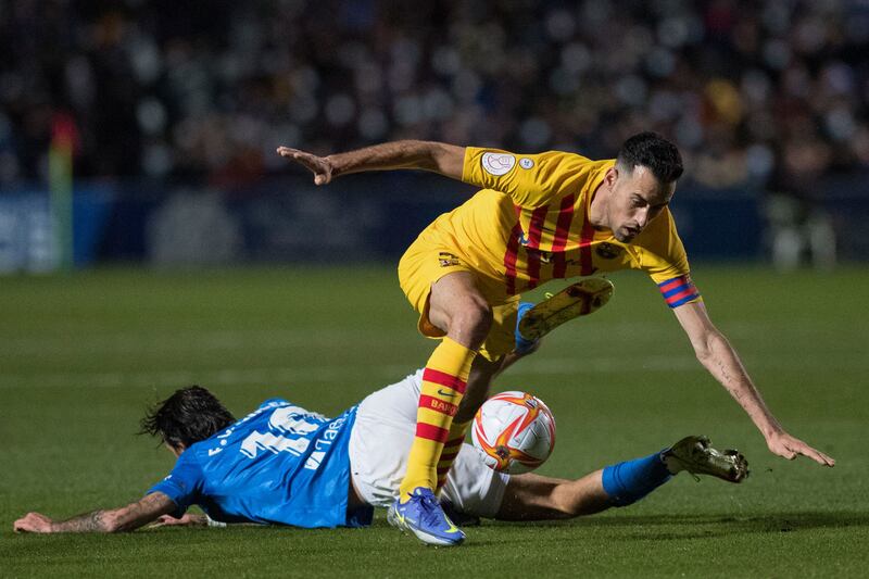 Sergio Busquets 8 Man of the match and surrounded by home players at the end who wanted the shirt of the most respected Barça starter in Spain. Linares were worthy opponents and unlucky to lose against a Barça side who had to give everything. AFP