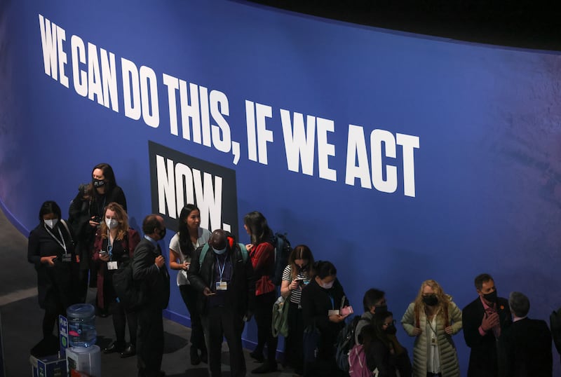 People gather at the venue on day 10 of the summit. Reuters