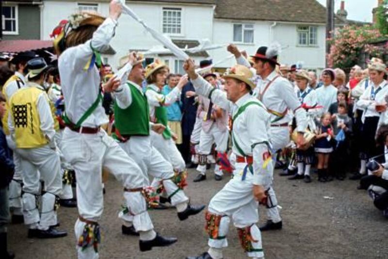 Male dancers Morris Dancing, Essex., United Kingdom.