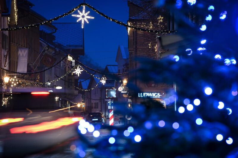 Christmas lights and seasonal decoration illuminate the historic Ludwigstrasse in the Partenkirchen borough of Garmisch-Partenkirchen, Germany. EPA