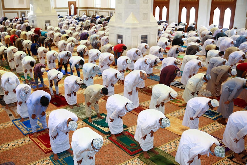 For the first time in 18 months worshippers performed Friday prayers at mosques in in Muscat today.