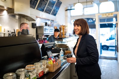 Shadow chancellor Rachel Reeves visiting the Wrights of London cafe in St James's to discuss the cost of living. PA