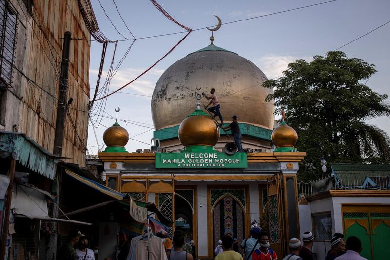 The Manila Golden Mosque is painted in preparation for Eid al-Fitr festival marking the end of the Islamic holy month of Ramadan, amid the coronavirus disease outbreak in Quiapo, Manila, Philippines. Reuters