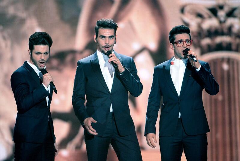 3rd place: Gianluca Ginoble, Ignazio Boschetto and Piero Barone of Il Volo representing Italy perform during rehearsals for the Grand Final of the 60th annual Eurovision Song Contest. Julian Stratenschulte / EPA