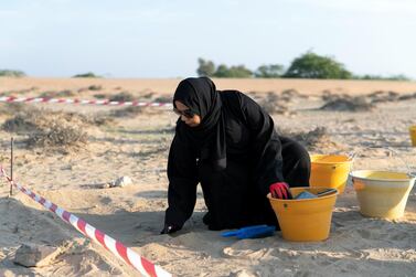 Mariam Mohammed, a workshop participant at Ed-Dur, one of the largest archaeological sites in the UAE, is learning about the nation's history. Reem Mohammed/The National