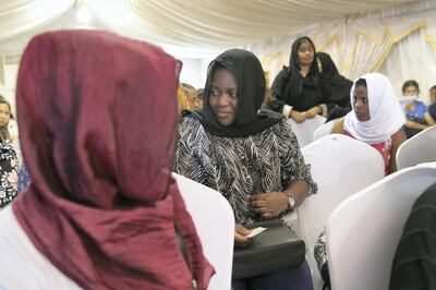 ABU DHABI, UNITED ARAB EMIRATES - AUGUST 5, 2018. 

Maureen Malukwago, 25, from Uganda, seeks amnesty today at Al Shahama immigration centre in Abu Dhabi.

Thousands of undocumented workers streamed into the center today as they sought to take advantage of the government's new amnesty law. 
 
(Photo by Reem Mohammed/The National)

Reporter: Anna Zacharias
Section:  NA