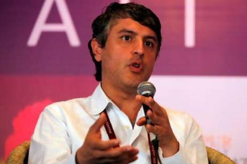 Iranian-American writer Reza Aslan at the Jaipur Literature Festival in Jaipur, India.