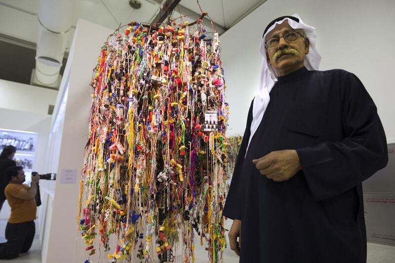 Hassan Sharif opens his first art exhibition at the Qasr Al Hosn Cultural Center in Abu Dhabi March 17, 2011. Sammy Dallal / The National