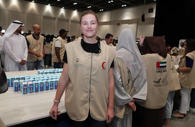 Susie Schlesinger volunteered at the charity donation drive at the World Trade Centre in Dubai. Pawan Singh / The National