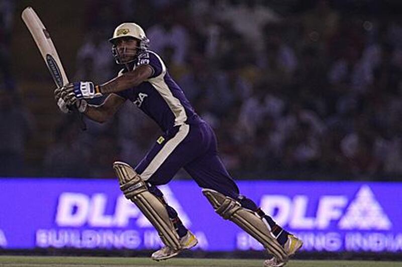 Kolkata's Manoj Tiwary sets off for a run on his way to making an unbeaten 75.