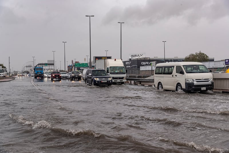 Motorists in Dubai battle the elements. Authorities advise that only necessary journeys be made.
Antonie Robertson/The National
