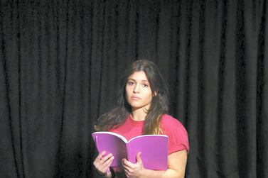 Farrah Yassin plays Rachel Corrie in a one-woman play at Courtyard Playhouse. Courtesy Danu Dubai