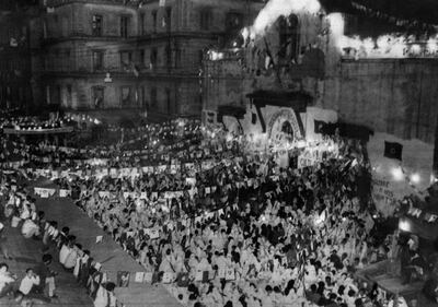 Algerians gather in the Kasbah of the capital Algiers to celebrate on July 2, 1962, a day after the self-determination referendum on the independence of their country. AFP