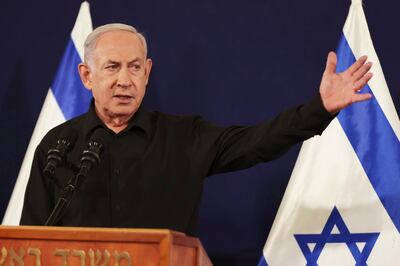 Israeli Prime Minister Benjamin Netanyahu speaks during a press conference in Tel Aviv last week. AP