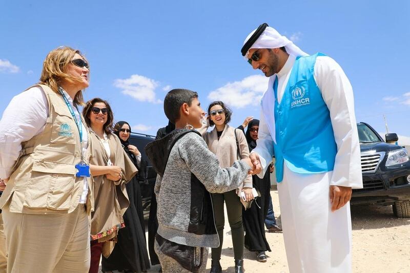 Sheikh Sultan bin Ahmed Al Qasimi visits Al Zaatari Camp in Jordan. Courtesy Sharjah Media Corporation