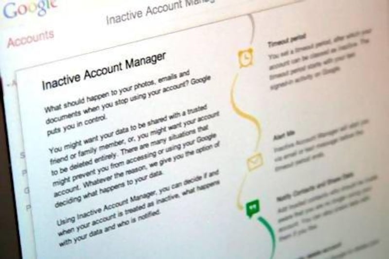 Google's Inactive Account Manager enables users to control their 'digital assets' after death. Courtesy Google