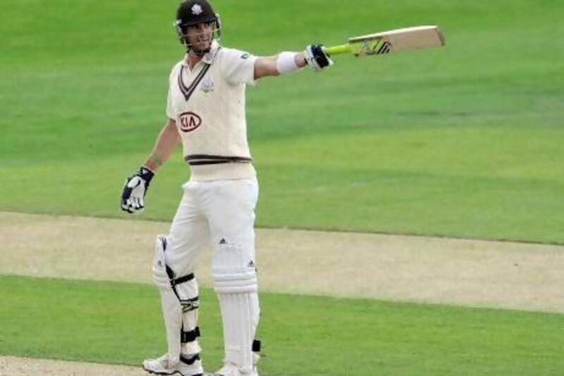 After three months away, England’s Kevin Pietersen had a net session at The Oval on Wednesday and hit one out of the stadium. Clint Hughes / Getty Images