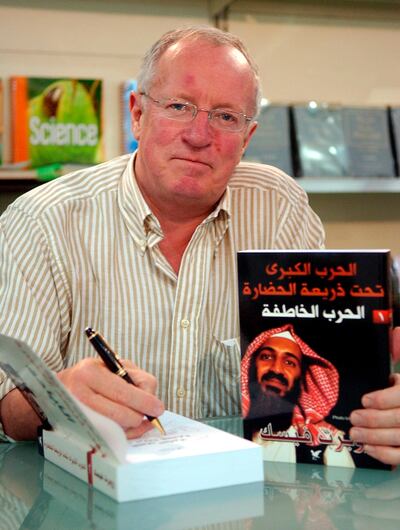epa08792183 (FILE) - British Middle East news journalist, Robert Fisk, during signing the Arabic version of his new book 'The Great War for Civilisation: the Conquest of the Middle East', in the Arab Book Exhibition in Beirut, Lebanon, 21 April 2007 (Reissued 01 November 2020). According to news reports on 01 November 2020, British Middle East news journalist and author Robert Fisk, died at the age of 74.  EPA/WAEL HAMZEH
