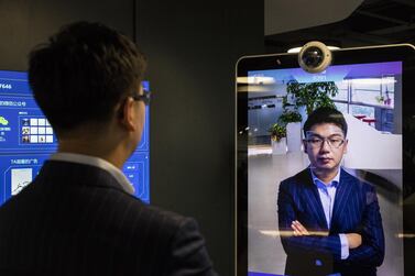 Xu Li, chief executive of SenseTime, is identified by the company's facial recognition system. Bloomberg