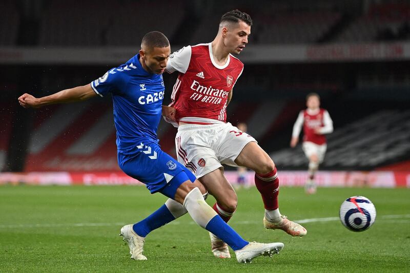 Granit Xhaka 5 – Partly at fault for Everton’s late goal, after being left for dead by Richarlison’s clever drop of the shoulder. In fairness to Xhaka, who is a midfielder by trade, he was having to fill in at left-back this evening. AFP