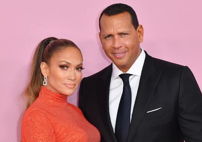 (FILES) In this file photo taken on June 3, 2019 CFDA Fashion Icon Award recipient US singer Jennifer Lopez and fiance former baseball pro Alex Rodriguez arrive for the 2019 CFDA fashion awards at the Brooklyn Museum in New York City.   Singer Jennifer Lopez and former New York Yankees baseball star Alex Rodriguez said Saturday, March 13, they were "working through some things", but called reports they had broken up "inaccurate". / AFP / ANGELA WEISS
