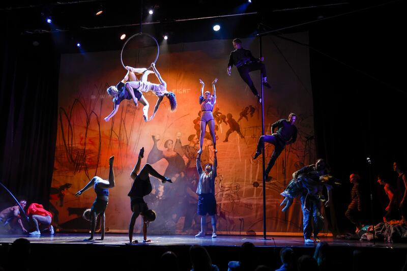 Artists from Circus Abyssinia perform in the McEwan Hall in Edinburgh, Scotland. Getty Images