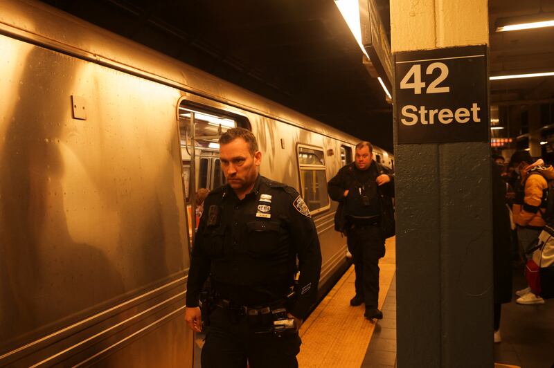 Police and security officers on patrol at Manhattan's 42nd Street station. Reuters