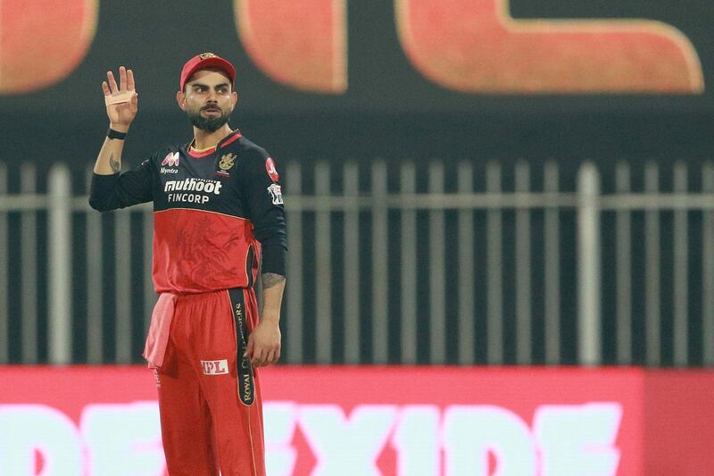 Virat Kohli captain of Royal Challengers Bangalore during match 52 of season 13 of the Indian Premier League (IPL ) between the Royal Challengers Bangalore and the Sunrisers Hyderabad held at the Sharjah Cricket Stadium, Sharjah in the United Arab Emirates on the 31st October 2020.  Photo by: Rahul Gulati  / Sportzpics for BCCI