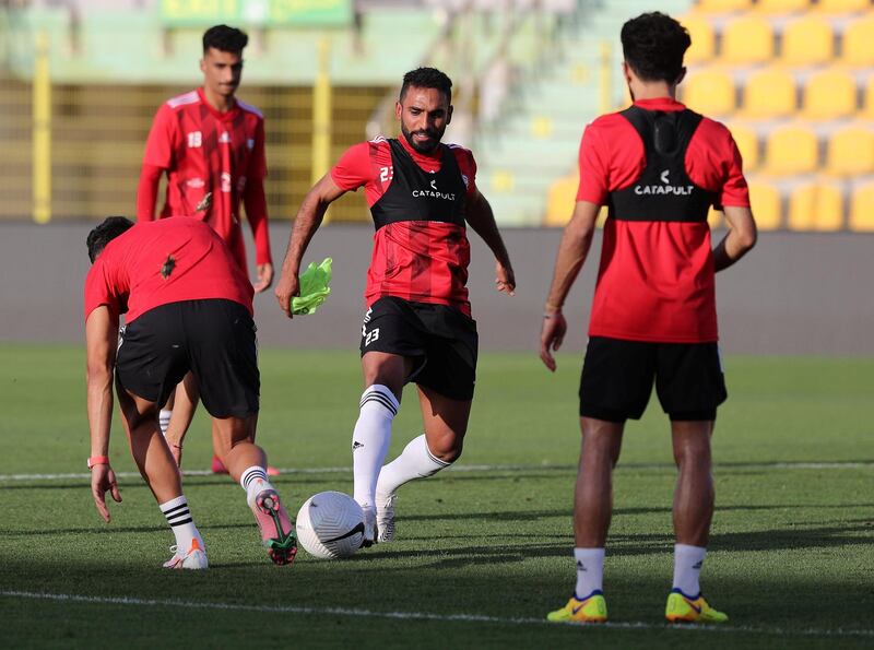 Dubai, United Arab Emirates - Reporter: John McAuley. Sport. Football. UAE player Salem Rashid during a training session at Zabeel Stadium, Dubai. Saturday, March 27th, 2021. Dubai. Chris Whiteoak / The National