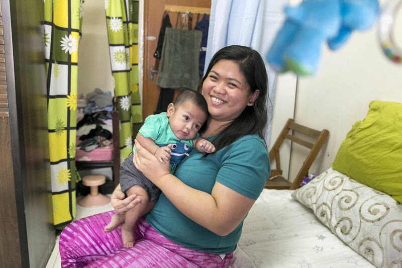 DUBAI, UNITED ARAB EMIRATES - SEP 22:

Roxanne Adviento in her home with her son Aaron.

Aaron was born prematurely and spent 92 days in NICU. Roxanne needs Dh350,000 to cover the costs.

(Photo by Reem Mohammed/The National)

Reporter: SHIREENA AL NUWAIS
Section: HELPING HANDS NA
