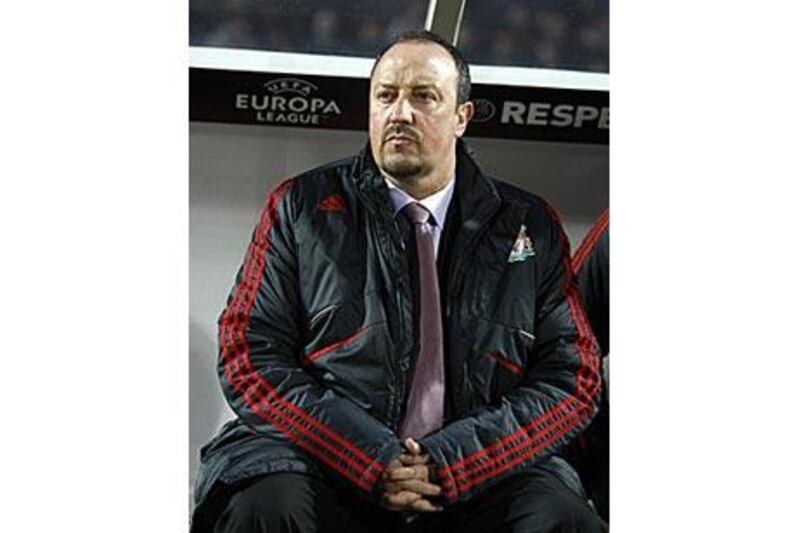 Rafa Benitez, the Liverpool coach, watches on at the Villeneuve d'Ascq stadium as his side lost 1-0 to Lille on Thursday.