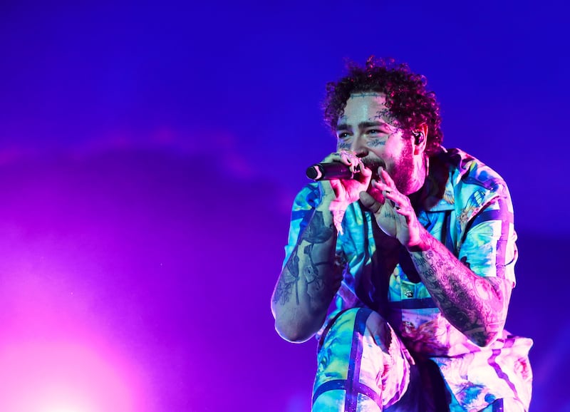 Abu Dhabi, U.A.E., November 22, 2018.  
Post Malone at the DU Arena.
Victor Besa / The National
Section:  NA
Reporter:  Saeed Saeed