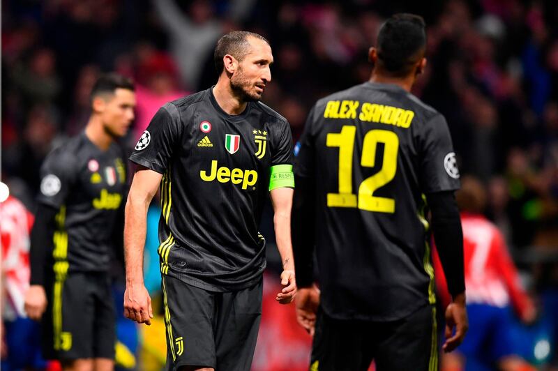 Juventus defender Giorgio Chiellini after Atletico Madrid scored their second goal. AFP