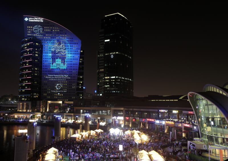 Crowds gathered at Dubai Festival City to see the three-minute spectacle