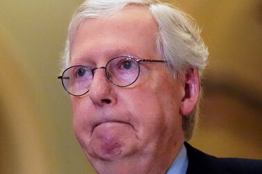 U. S.  Senate Minority Leader Mitch McConnell (R-KY) reacts as he speaks to reporters at the U. S.  Capitol in Washington, U. S. , September 21, 2021.  REUTERS / Elizabeth Frantz