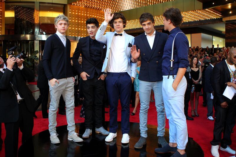 MELBOURNE, AUSTRALIA - APRIL 15:  Niall Horan, Liam Payne, Harry Styles, Zayn Malik and Louis Tomlinson of One Direction arrive at the 2012 Logie Awards at the Crown Palladium on April 15, 2012 in Melbourne, Australia.  (Photo by Scott Barbour/Getty Images)