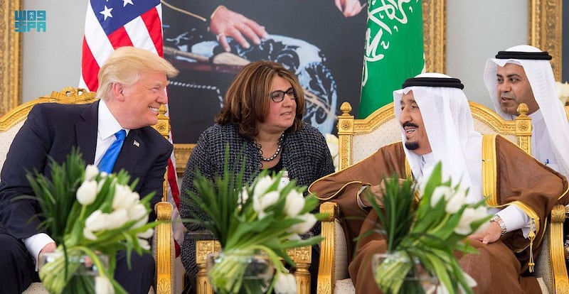 Mr Trump meets King Salman in 2017. Photo: Saudi Press Agency